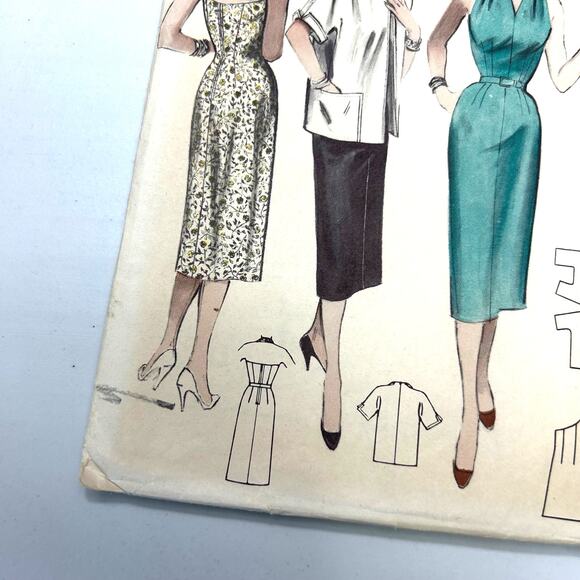 Butterick Vintage 1950's Pattern #6954 Women's Halter Dress And Box Jacket Sz 14 - Picture 5 of 6